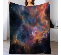 Space Nebula Pattern Flannel Throw Blanket, Queen Soft and Lightweight Cozy Fluffy Plush Washable Fuzzy Dream Universe Blanket for Bed Couch Sofa