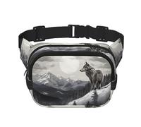 Space Nebula with Cluster Fanny Pack for Women Men Fashion Waist Pack Adjustable Belt Bag for Workout Running Travelling Casual Waist Bag, Snow Mountain Lone Wolf, One Size