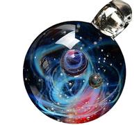 Space Necklace - Jewellery with Star Pendant with 2.2 cm Ball, Glass Necklace with Starry Sky | Dream Sky Blue Pendant for Space Lovers, Il Com, A, tumbler, Please refer to description