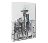Space Needle in Seattle Washington Canvas Print | Gallery Wrapped 30mm Frame Wall Art | 30x20 inches | Ready to Hang | Abstract Space Picture | Living Room Bedroom Lounge Office