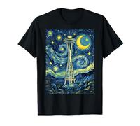 Space Needle Seattle Starry Night Art History Present T-Shirt