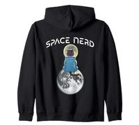 Space Nerd: Astronaut sitting on moon, staring into space Zip Hoodie