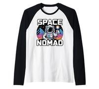 Space Nomad Astronaut Camping on Alien Desert Raglan Baseball Tee