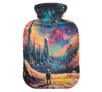 Space Old Slow Style hot-Water Bottle with Soft Cover, 1L hot compresses for The Body for Tummy Warmer, Period Cramps, compresas calientes para el vientre