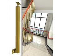 Space Optimazing Side Mount Post Stair Railing, Square Indoor Staircase Post/Banister Column Bracket, Decoration Handrails Step Pole(Gold,5pcs)