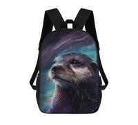 Space Otter Portrait -3 Kids School Backpack 3D Printed Fashion School Bag Casual School Bag for Boys Elementary And Middle School Students 17inch
