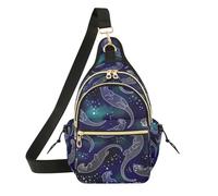 Space Otters Ocean Crossbody Bag, Polyester Shoulder Bag with Magnetic Pocket and Adjustable Strap, Breathable Back Panel