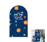 Space Party Arch Covers Astronaut Arched Backdrop Cover Stretchy Cover for Outer Space Party Decoration Round Top Frame Spandex Cover (GX-2696,6x2.6ft)