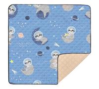 Space Pattern Cute Baby Sloth Animal Large Non-Slip Baby Playmat for Indoor Outdoor 1-Piecing Playroom Activity Mat for Baby Toddler Infant, 50'' x 50''