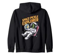 Space Pickle Explorer Astronaut Cosmic Humor Zip Hoodie