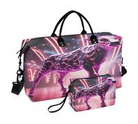 Space Pink Cow Travel Duffel Bags Gym Bag Weekender Handbag with Toiletry Bag for Women Girls Men