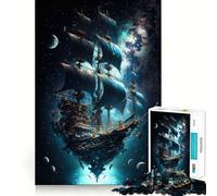 Space Pirate Ship Hard Jigsaw Puzzle for Adults 1000 Pieces Pure Logic Toy Home Activity Clean Cut Lovely Gift (50x75cm)