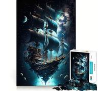 Space Pirate Ship Jigsaw Puzzle for Teenagers 1000 Pieces Mind Game Toy Relaxed Mind Neat Cut (38x52cm)