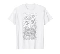 Space Planet and Spaceship and Future cit to Paint Yourself Value Graphic T-Shirt, Men, White, L