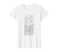 Space Planet and Spaceship and Future cit to Paint Yourself Value Graphic T-Shirt, Women, White, XL