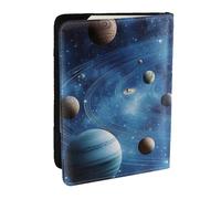 Space Planet Colorful Solar System Printed Passport Holder,Travel Pu Leather Passport Cover Case Organiser for Men Women,6.5 Inch