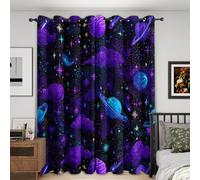 Space Planet Curtains Blackout, 46x72 Inch 2 Panels - Purple Blue Galaxy Pattern Black Out Curtains, Home Decor, 72 Drop Eyelet Window Drapes for Bedroom, Living Room A&BH30
