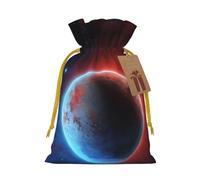 (Space Planet Earth) Drawstring Gift Bags for Birthday Party Christmas Reusable Holiday Wrap Bags Medium Size
