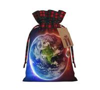 Space Planet Earth Patterned decorative gift bag, drawstring candy bag, reusable, suitable for storing gifts or everyday items.