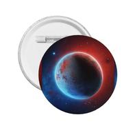 Space Planet Earth -Print Custom Round Enamel Pin - Alloy Metal Lapel Badge For Jacket, Bag, Gift Idea.