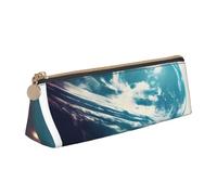 Space Planet Earth Print Leather Pencil Case Zipper Pencil Multifunctional Stationery Bags