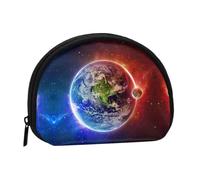 Space Planet Earth Print Mini Coin Storage Bag – Full-Print Design, Polyester Fiber Material, Compact Size, Convenient and Versatile