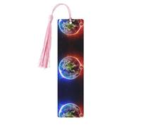 Space Planet Earth Print Wood Bookmark for Men Women,Wooden Bookmarks with Tassels, Ideal Bookmark Gifts for Book Lovers