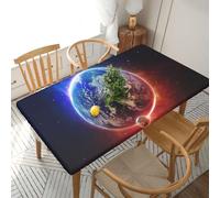 Space Planet Earth Rectangle Tablecloth, Fitted Tablecloth For 5 Ft Tables Waterproof Elastic Edge Table Cover For Folding Banquet Tables Wipeable Table Cloth For Picnic Parties (152x76 cm)
