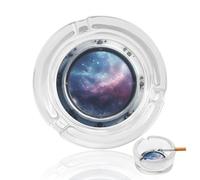 Space Planet Earth Spaceship Window Glass Ashtray for Cigarettes Portable Decorative Ash Trays for Home Office Decor