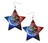 Space Planet Earth Women's Fashion Earrings, Celestial Dangle Earrings, Star Shape Jewelry for a Versatile