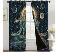 Space Planet Galaxy Curtains Blackout, 46x72 Inch 2 Panels - Astrology Constellation Women Pattern Black Out Curtains, Home Decor, 72 Drop Eyelet Window Drapes for Bedroom, Living Room JF#333