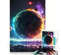 Space Planet Ice And Fire Jigsaw Puzzle 1000 Piece for Adults Mind Game Toy Peaceful Fun Neat Cut Art Collection Piece (50x75cm)
