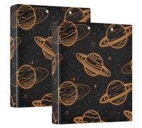 Space Planet Orange Black 1.5 in School Supplies Binder 3 Ringed with Clipboard Pack of 1/2 Office Binder Hardcover