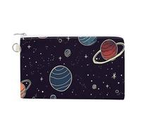 Space Planet Pattern Coin Purse with Zipper Coin Wallet Coin Pouch Canvas Change Purse Pouch Zero Wallet Coin Bag
