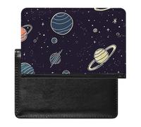 Space Planet Pattern Passport Holder Wallet Card Case Fashion Travel Passport Cover Documents Organizer ID Protector Holder Unisex-adult