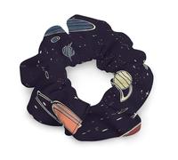 Space Planet Pattern Satin Scrunchies Elastic Hair Bands Exquisite Soft Jumbo Scrunchy Thick Fashion Hair Ties Cute Satin Hair Scrunchies for Women Hair Accessories Gift
