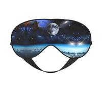 Space Planet Print Soft Eye Mask -Elastic Nighttime Shade, Light-Proof Blindfolds for Plane, Yoga, Travel, Full Eye Covers