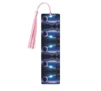 Space Planet -Print Wooden Bookmarks with Tassel for Readers and Book Lovers - Artistic Handmade Gifts for Teachers Colleagues Office Desk Decor.