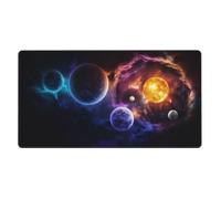 Space Planet Printed Mouse Pad 15.8x29.5 Inch (40cmx75cm), Large Anti-Slip Gaming Mouse Pad Desk Pad, Waterproof Soft Rubber Stitched Edges Desk Mat for Home Office Work