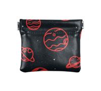 Space Planet Red Black Women's Leather Coin Purse Wallet Waterproof Mini Purse Wallet for Girls Women Ladies