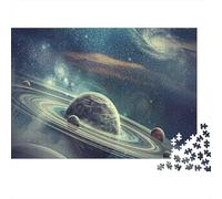 Space Planet Rings Colourful Saturn in Cosmic Space 1000 Pieces Puzzle for Adults Unique Classic Educational Games 52x38cm/1000pcs