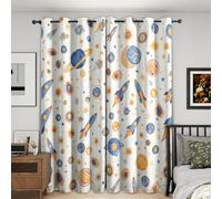 Space Planet Rocket Curtains Blackout, 46x72 Inch 2 Panels - Star Kids Cartoon Pattern Black Out Curtains, Home Decor, 72 Drop Eyelet Window Drapes for Bedroom, Living Room DH101