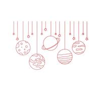 Space Planet Solar System Starry Sky Wall Stickers Paster Paper 32x49.8cm Can Modify and add Information Small red