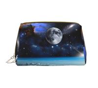 Space Planet Zipper Closure Leather Portable Waterproof Cosmetic Bag for Home Travel to Organize Toiletries Sundries