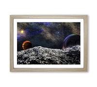 Space Planets (3) Framed Print | A2 Oak Framed Wall Art | Ready to Hang | Modern Space Picture | Living Room Bedroom Lounge Office