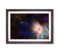 Space Planets (6) Framed Print | A2 Walnut Framed Wall Art | Ready to Hang | Modern Space Picture | Living Room Bedroom Lounge Office