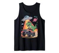 Space Planets Alien UFO Dino Trex Monster Truck Dinosaur Tank Top