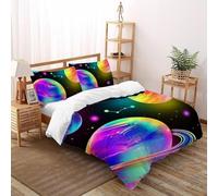 Space Planets Duvet Cover Sets 3D Printed Milky Way Teens Three-piece Set UltraSoft Microfiber Includes 2 Pillowcases Invisible Zipper Double(200x200cm)