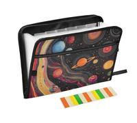 Space Planets Earth Expanding File Folders A4 Size Pocket Expandable File with Zipper Plastic Accordion File File Folders Accordion for Medic Clinical Nursing