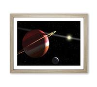 Space Planets No.10 Modern Framed Print | A3 Oak Framed Wall Art | Ready to Hang | Modern Space Picture | Living Room Bedroom Lounge Office